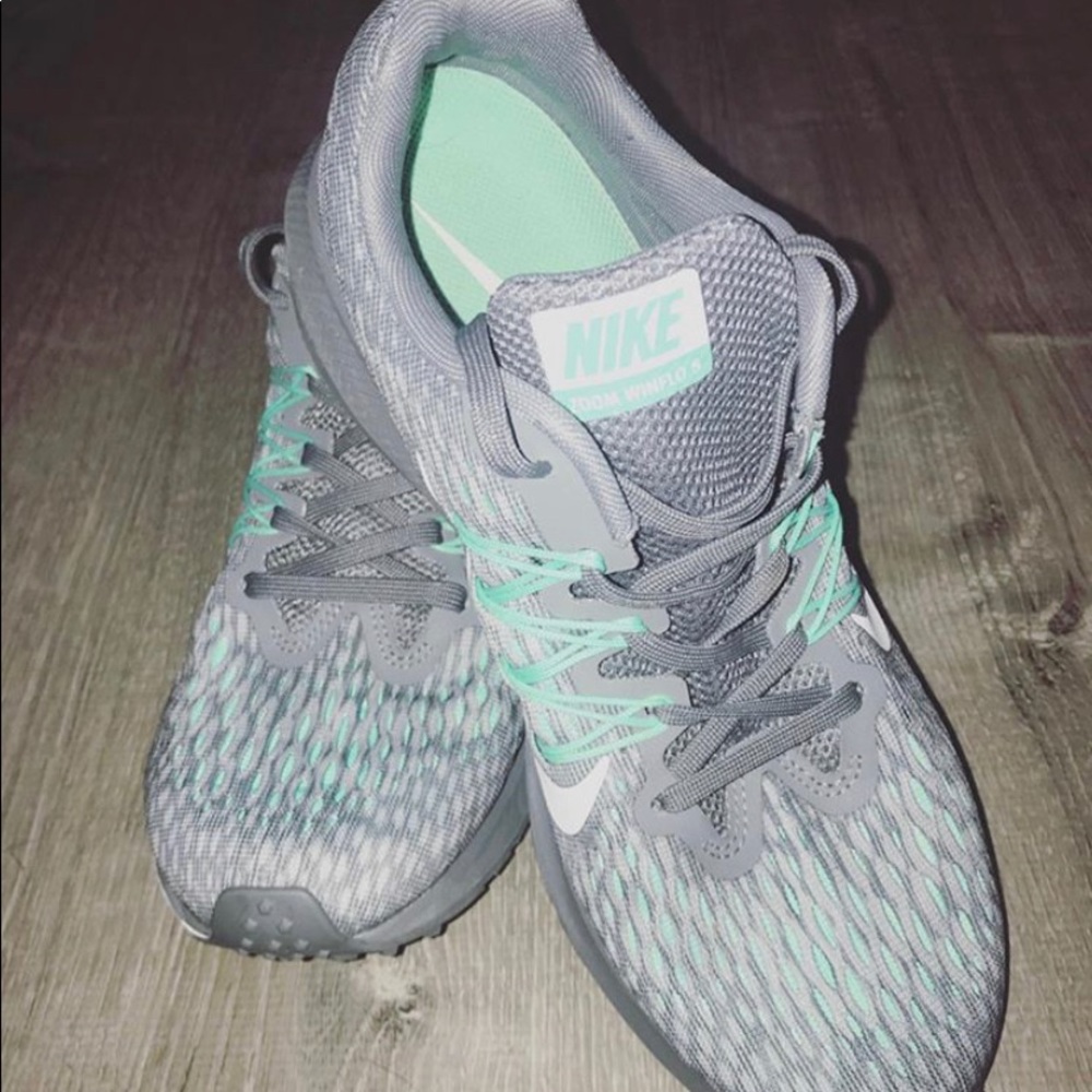 Nike Grey and Teal Running Shoes